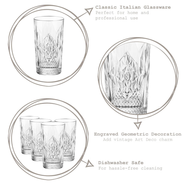 Nicola Spring 490ml Bartender Stone Highball Glasses - Pack Of Four
