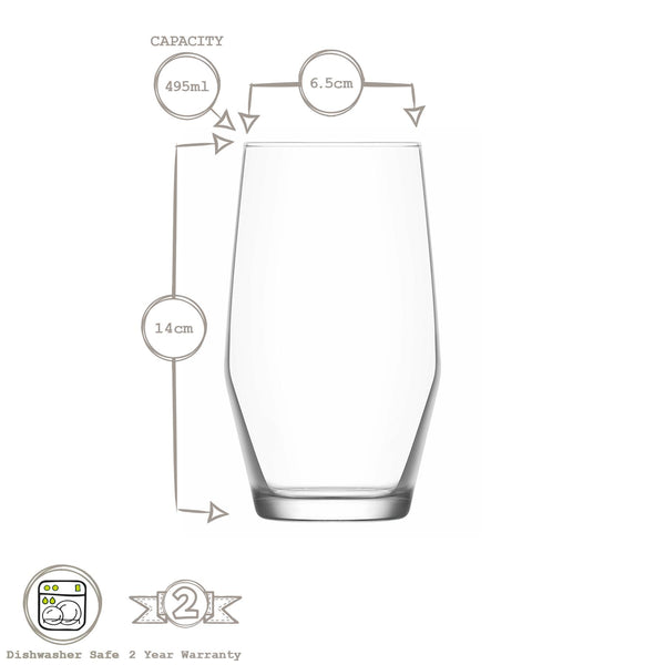 Nicola Spring 495ml Ella Highball Glasses - Pack Of Six