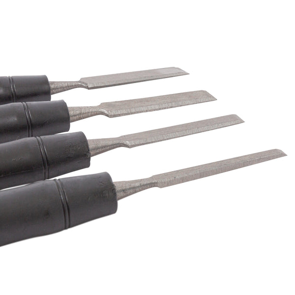 Nicola Spring 4pc Black Carbon Steel Firmer Chisel Set