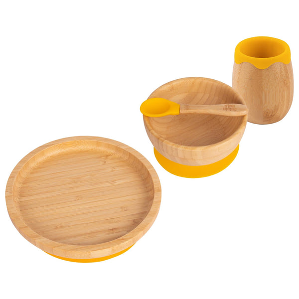 Nicola Spring 4pc Round Bamboo Suction Toddler And Baby Feeding Set