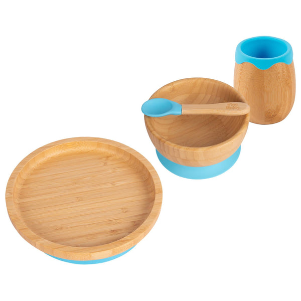 nicola spring 4pc Round Bamboo Suction toddler and Baby Feeding Set