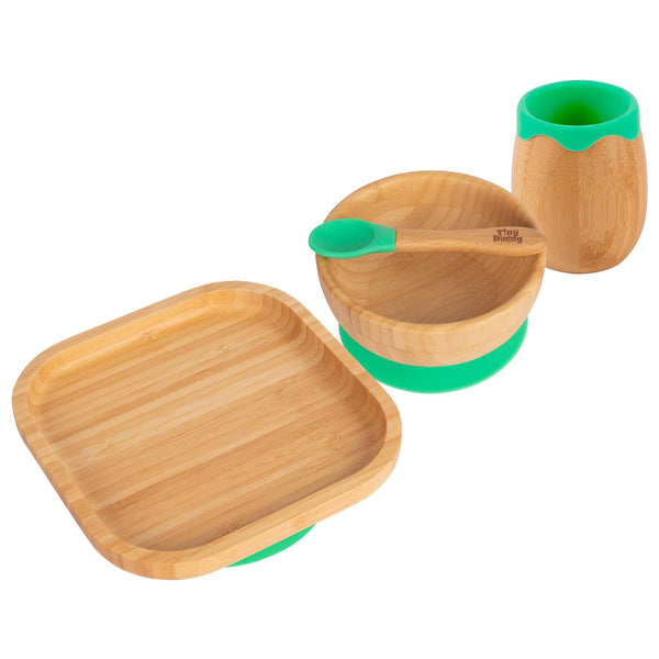 nicola spring 4pc Square Bamboo Suction toddler and Baby Feeding Set