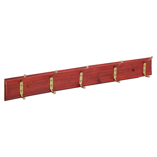 nicola spring 5 Hook Mahogany Coloured Wooden Wall-Mounted Coat Rack