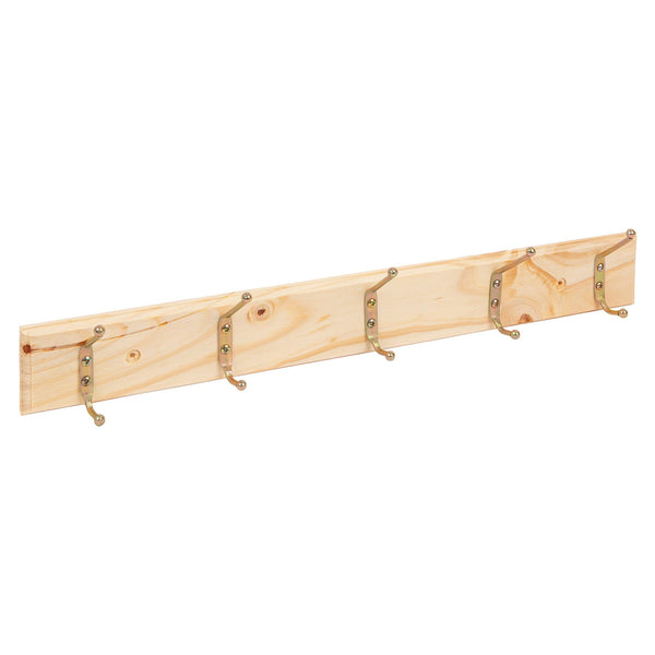 nicola spring 5 Hook Pine Coloured Wooden Wall-Mounted Coat Rack