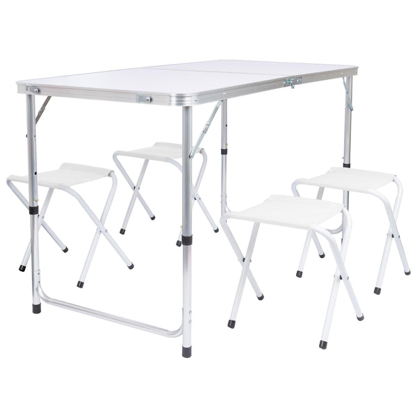 nicola spring 5 Piece Height Adjustable Folding Picnic Table & Chairs Set