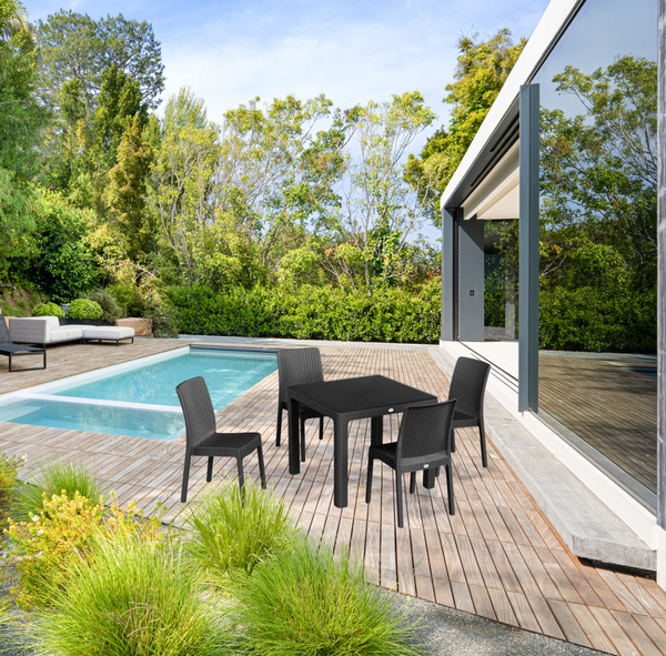 Nicola Spring 5 Piece Noble Square Rattan Garden Furniture Set Set - 90cm X 90cm - Anthracite