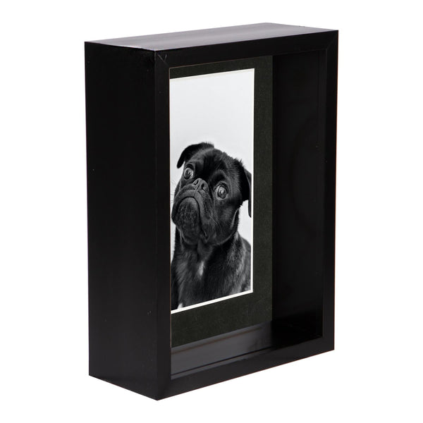 nicola spring 5" x 7" Black 3D Deep Box Photo Frame - with 4" x 6" Mount
