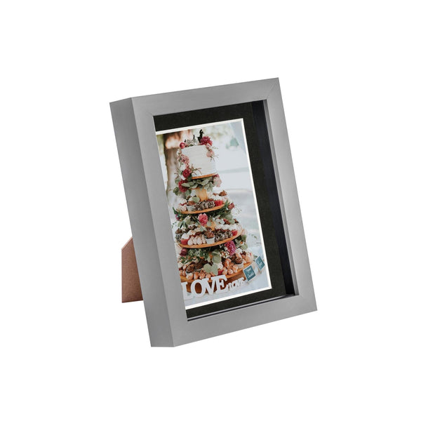 nicola spring 5" x 7" Grey 3D Box Photo Frame - with 4" x 6" Mount