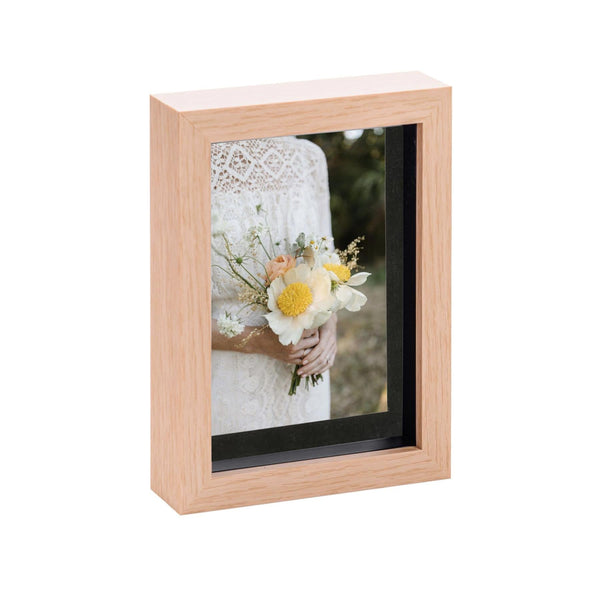 nicola spring 5" x 7" Light Wood 3D Box Photo Frame - with 4" x 6" Mount