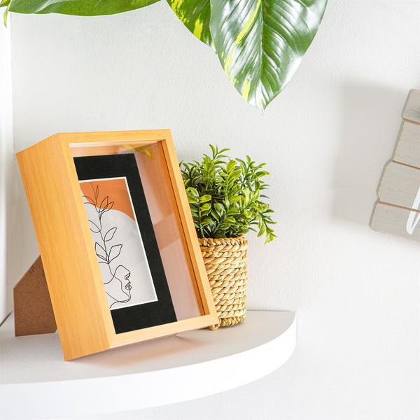 Nicola Spring 5" X 7" Light Wood 3D Deep Box Photo Frame - With 4" X 6" Mount