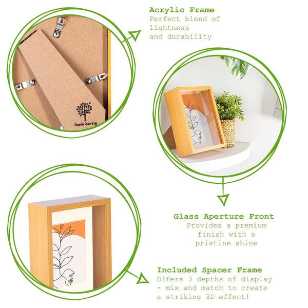 Nicola Spring 5" X 7" Light Wood 3D Deep Box Photo Frame - With 4" X 6" Mount