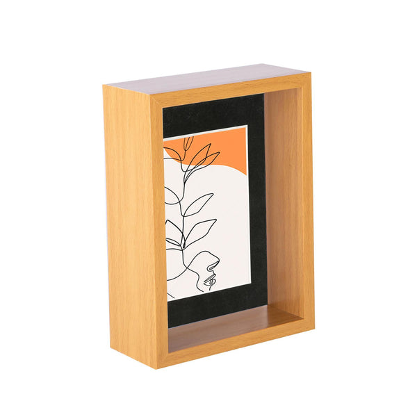 nicola spring 5" x 7" Light Wood 3D Deep Box Photo Frame - with 4" x 6" Mount