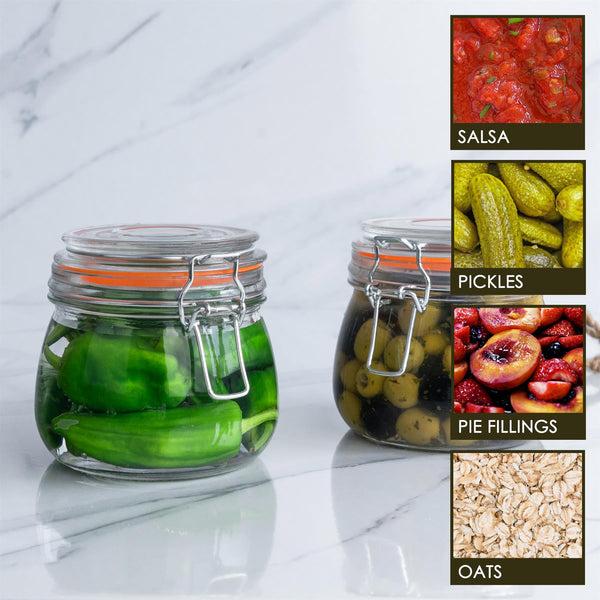 Nicola Spring 500ml Air Tight Classic Glass Over Night Oats Storage Jar + Four Free Coloured Seals