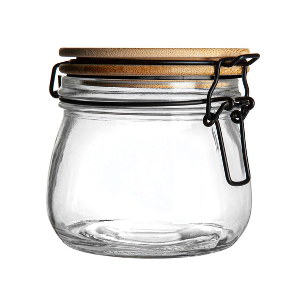 nicola spring 500ml Air tight overnight oats Glass Storage Jar with Wooden Clip Lid