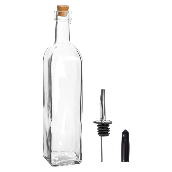 nicola spring 500ml Glass Olive Oil Pourer Bottle with Cork Lid