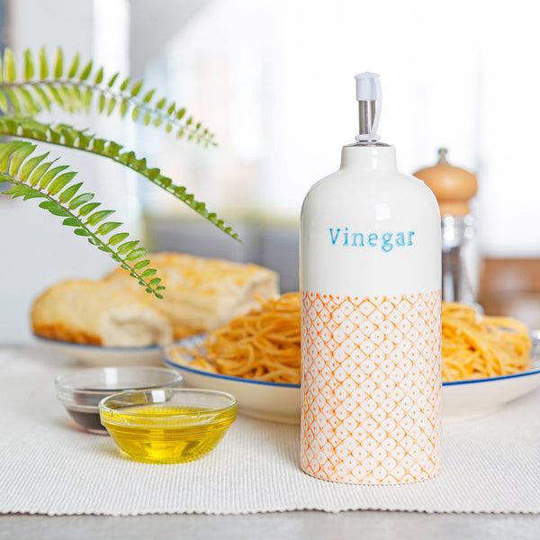 Nicola Spring 500ml Hand Printed Stoneware Vinegar Bottle With Pourer