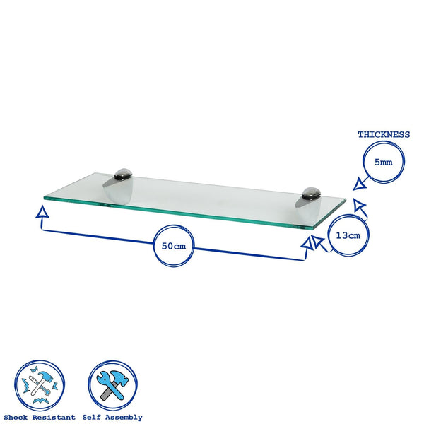 Nicola Spring 50cm Floating Glass Shelf With Black Fixings