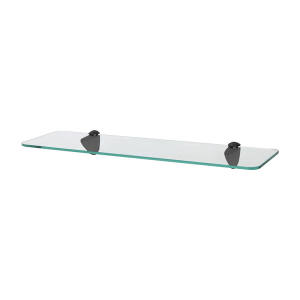 nicola spring 50cm Rounded Floating Glass Shelf with Black Fixings