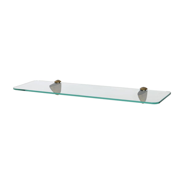 nicola spring 50cm Rounded Floating Glass Shelf with Gold Fixings