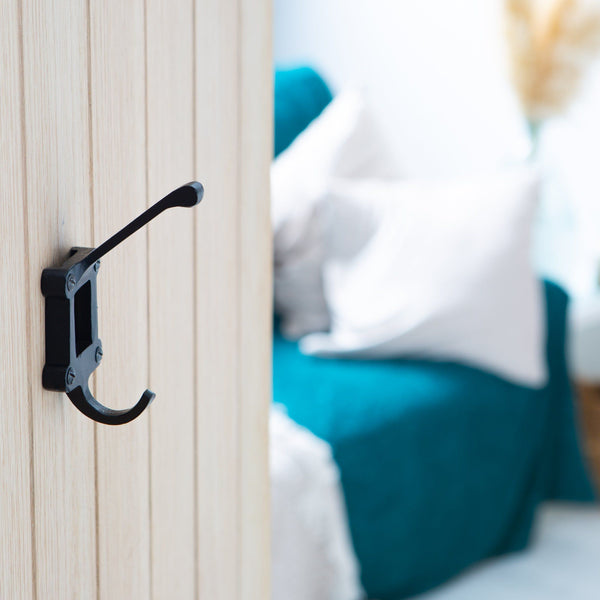 Nicola Spring 50mm X 110mm Black Window Back Label Holder Hat & Coat Hook