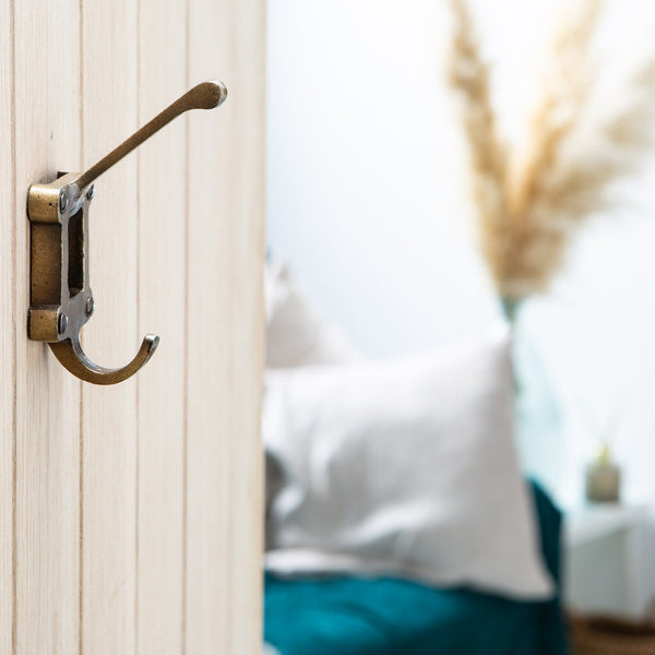 Nicola Spring 50mm X 110mm Brass Window Back Label Holder Hat & Coat Hook