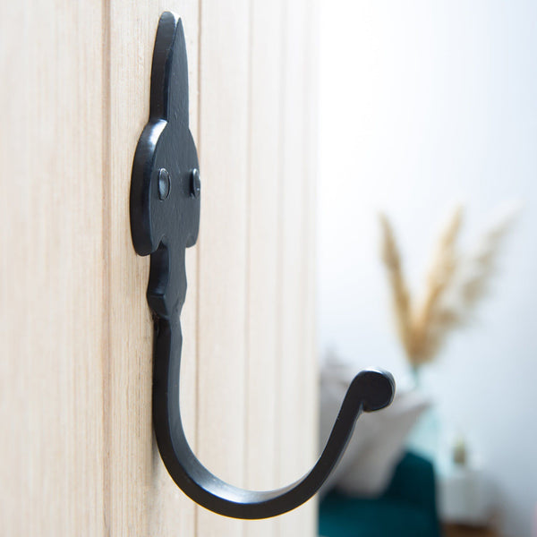 Nicola Spring 50mm X 120mm Black Fleur De Lis Coat Hook