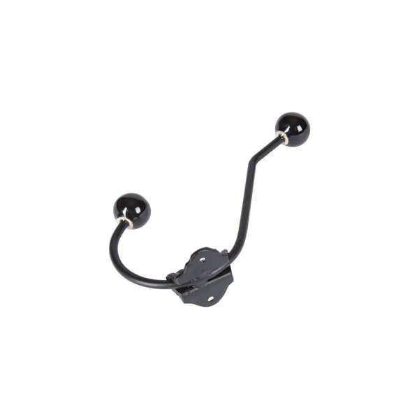 Nicola Spring 50mm X 180mm Black Ceramic Ball Hat & Coat Hook