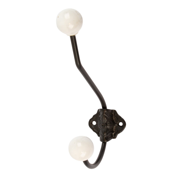 nicola spring 50mm x 180mm White Ceramic Ball Hat & Coat Hook