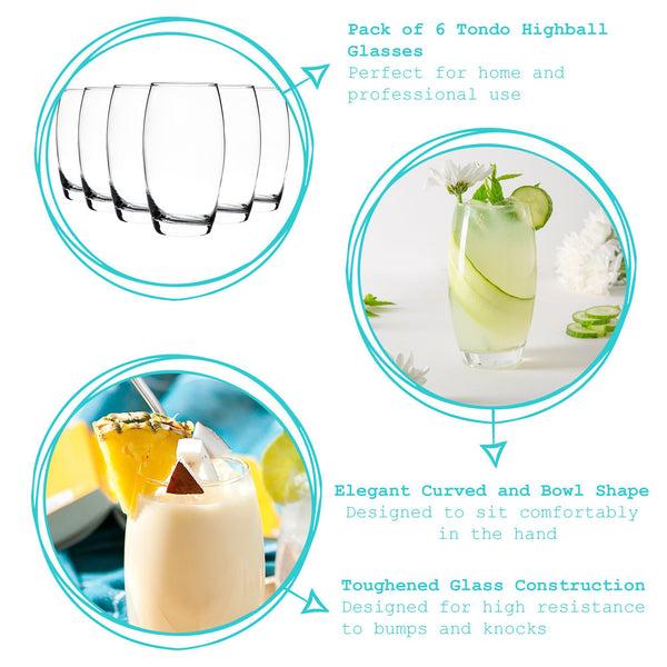 Nicola Spring 510ml Tondo Highball Glasses - Pack Of Six