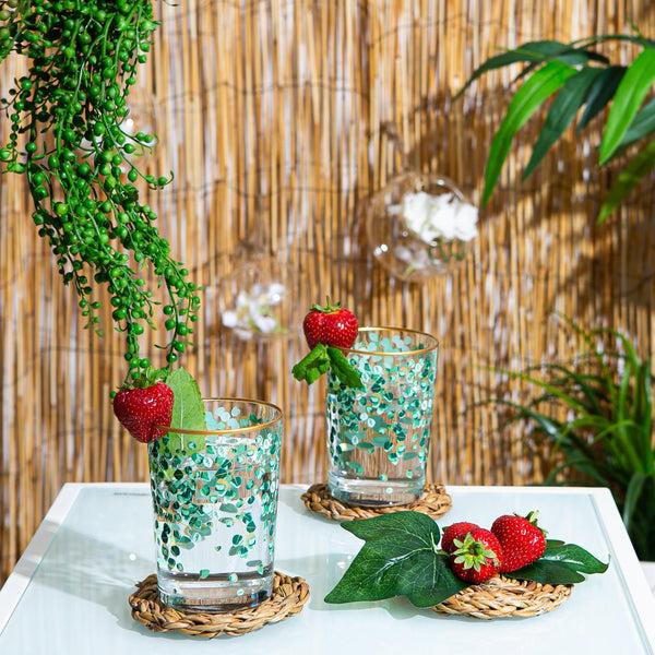 Nicola Spring 520ml Green Leaf Bodega Highball Glasses - Pack Of Six