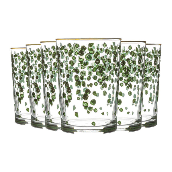 nicola spring 520ml Green Leaf Bodega Highball Glasses - Pack of Six