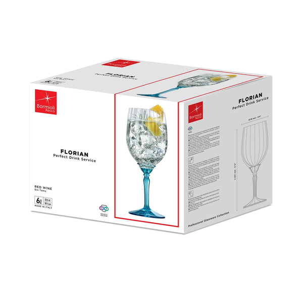 Nicola Spring 535ml Blue Florian Red Wine Glasses - Pack Of Six