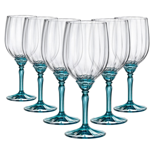 nicola spring 535ml Blue Florian Red Wine Glasses - Pack of Six