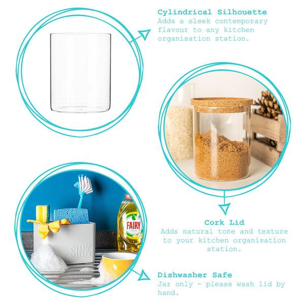 Nicola Spring 550ml Scandi Storage Jar With Cork Lid