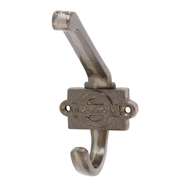 nicola spring 55mm x 100mm Grey London Underground Hat & Coat Hook