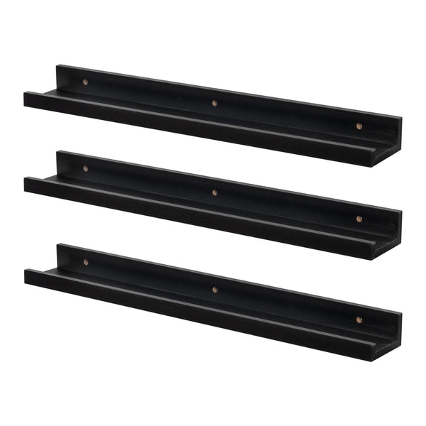 nicola spring 57cm Black Floating Picture Ledge Shelves - Pack of Three