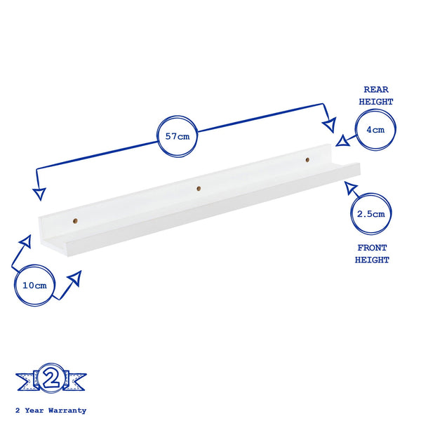 Nicola Spring 57cm White Floating Picture Ledge Shelf