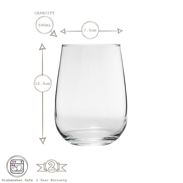 Nicola Spring 590ml Gaia Stemless Wine Glasses - Pack Of Six