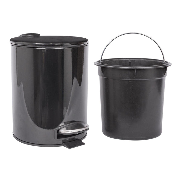 Nicola Spring 5L Black Round Stainless Steel Pedal Bin