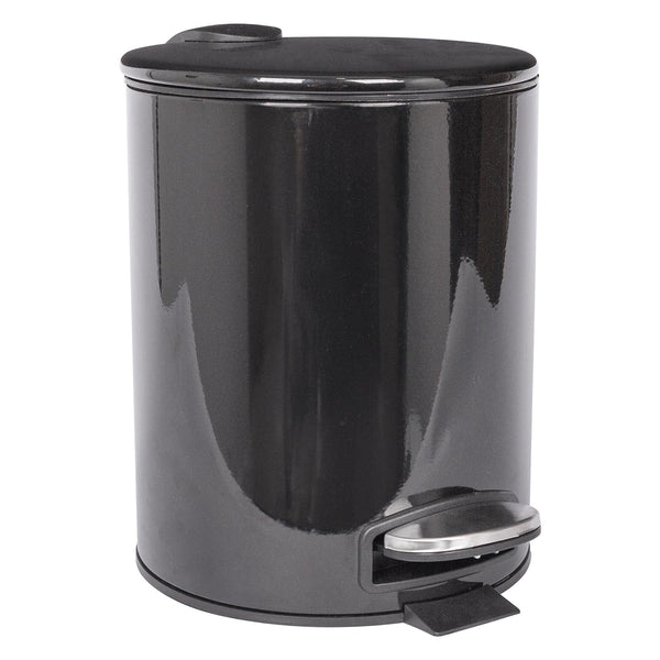 nicola spring 5L Black Round Stainless Steel Pedal Bin