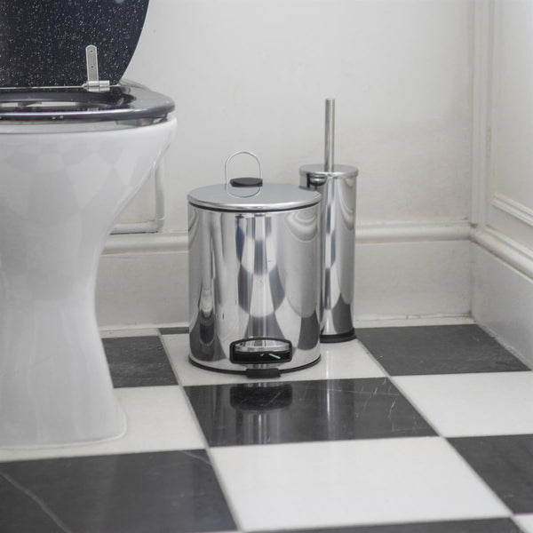 Nicola Spring 5L Chrome Round Stainless Steel Pedal Bin