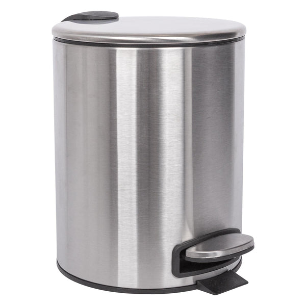 nicola spring 5L Round Brushed Stainless Steel Pedal Bin