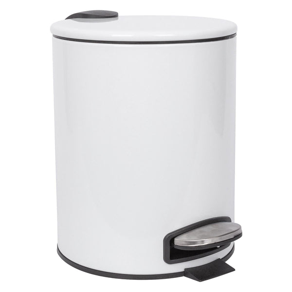 nicola spring 5L White Round Stainless Steel Pedal Bin