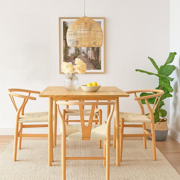 Nicola Spring 5pc Wooden Wishbone Dining Set - 90cm X 90cm