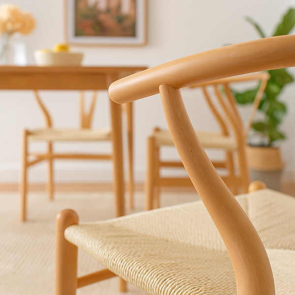 Nicola Spring 5pc Wooden Wishbone Dining Set - 90cm X 90cm