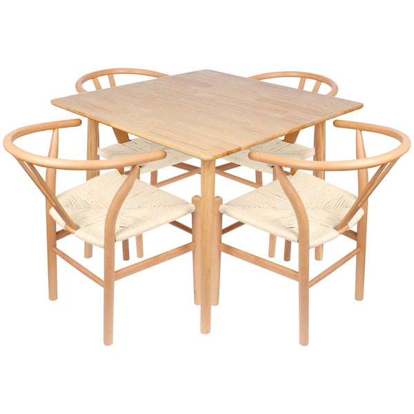 nicola spring 5pc Wooden Wishbone Dining Set - 90cm x 90cm