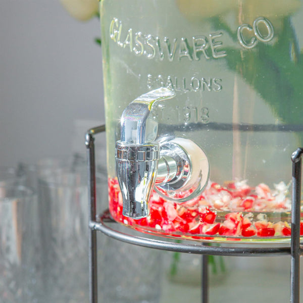 Nicola Spring 6.5L Glass Drinks Dispenser With Tap & Black Stand