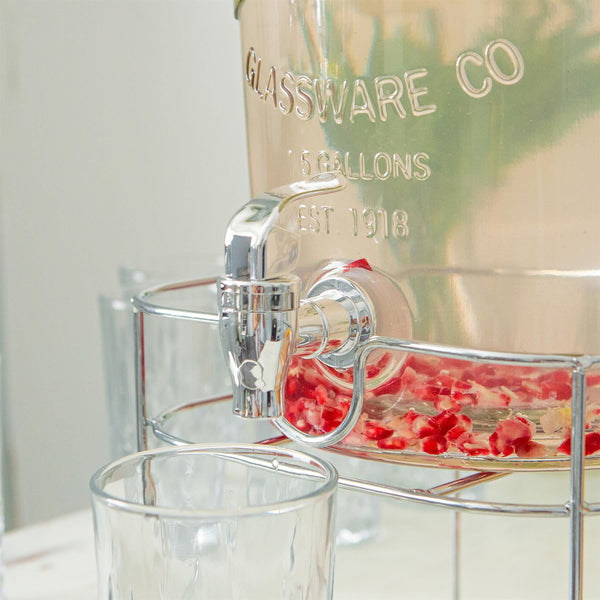 Nicola Spring 6.5L Glass Drinks Dispenser With Tap & Chrome Stand