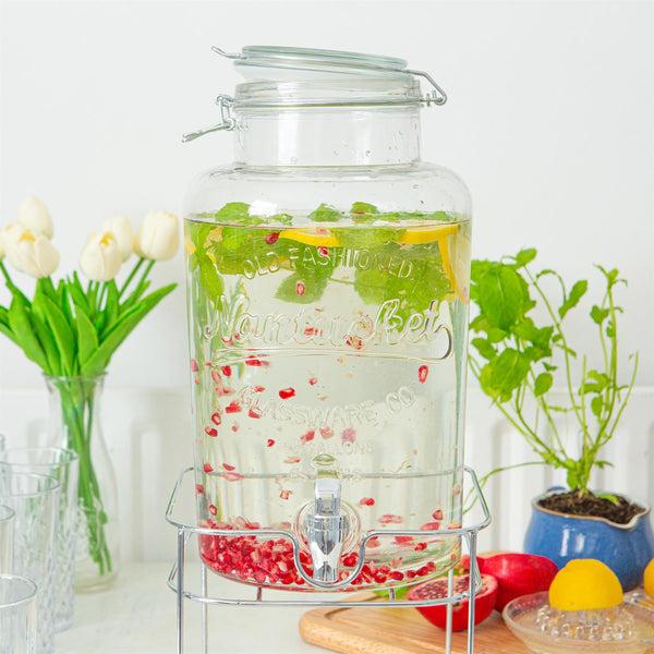 Nicola Spring 6.5L Glass Drinks Dispenser With Tap & Chrome Stand
