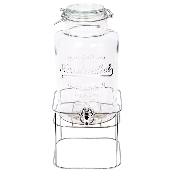 nicola spring 6.5L Glass Drinks Dispenser with Tap & Chrome Stand